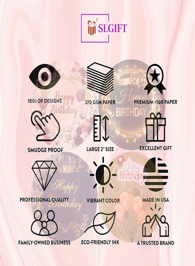 SLGIFT Vinyl Happy Birthday Theme Sticker, Self-Adhesive Vinyl Stickers, 40 Pieces, 2 x 2 Inches Round Sticker, 4 Unique Designs, R190 - Image 5